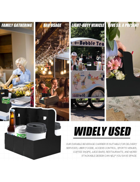 Portavasos desechables Xlong para 2 tazas, 15 unidades, negro