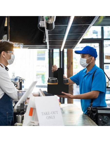 Portavasos desechables Xlong para 2 tazas, 15 unidades, negro