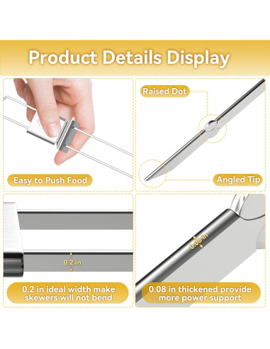 Pinchos de Acero Inoxidable Lucalda 43 cm - 6 Piezas BBQ