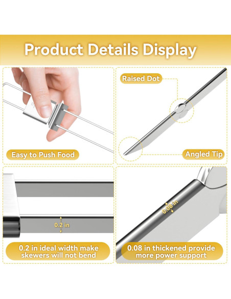 Pinchos de Acero Inoxidable Lucalda 43 cm - 6 Piezas BBQ