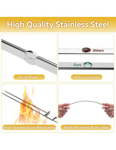 Pinchos de Acero Inoxidable Lucalda 43 cm - 6 Piezas BBQ