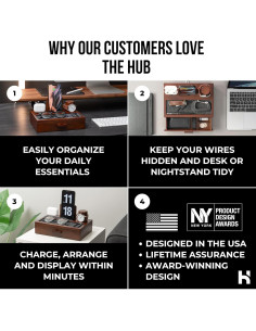 Estación de Acoplamiento de Madera Holme & Hadfield - Organizador Negro con Cajón 2