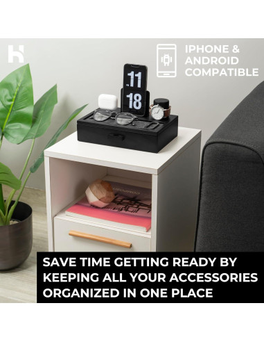 Estación de Acoplamiento de Madera Holme & Hadfield - Organizador Negro con Cajón