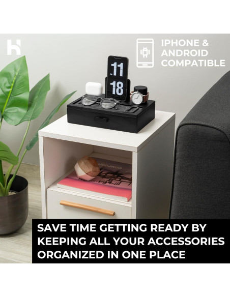 Estación de Acoplamiento de Madera Holme & Hadfield - Organizador Negro con Cajón