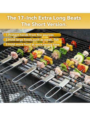 Pinchos de Acero Inoxidable Lucalda 43 cm - 6 Piezas BBQ