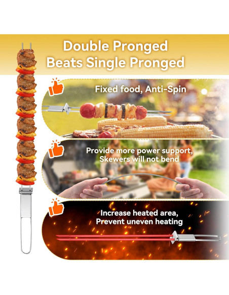 Pinchos de Acero Inoxidable Lucalda 43 cm - 6 Piezas BBQ