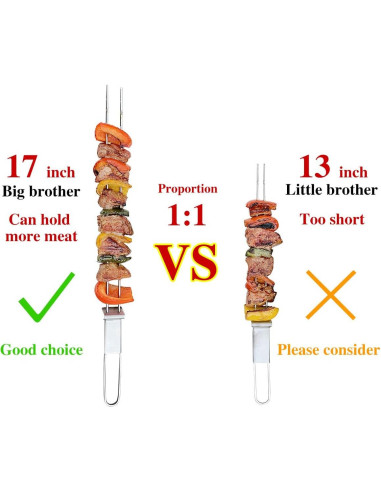 Pinchos de Acero Inoxidable Lucalda 43 cm - 6 Piezas BBQ