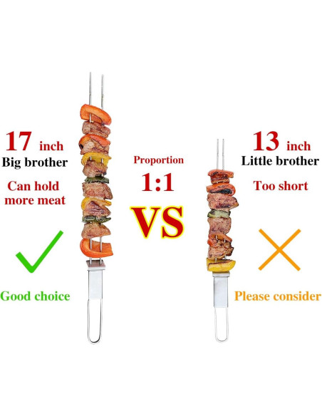 Pinchos de Acero Inoxidable Lucalda 43 cm - 6 Piezas BBQ