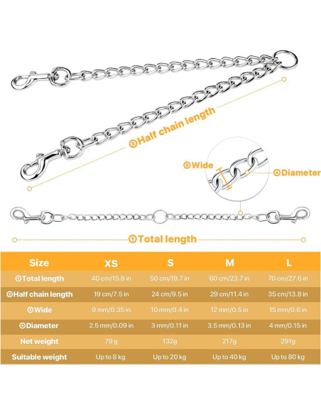 Correa Doble para Perros PETTOM XS 2.5mm 40cm Alta Resistencia