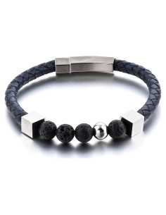 Pulsera de Piedra de Lava Mystiqs para Hombres 20.8 cm