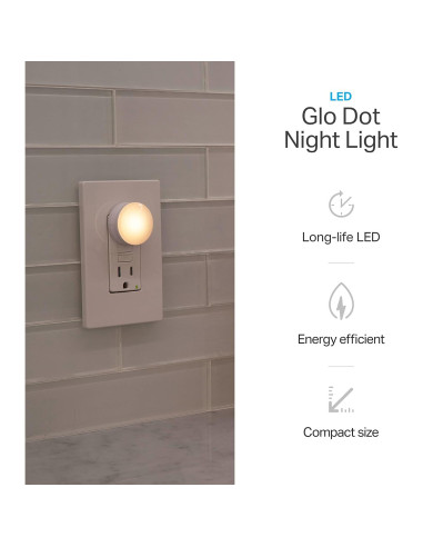 Luces de Noche LED GLO Dot Enchufables, Sensor Crepúsculo, 6 Pzas