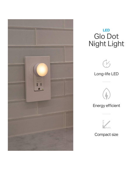 Luces de Noche LED GLO Dot Enchufables, Sensor Crepúsculo, 6 Pzas