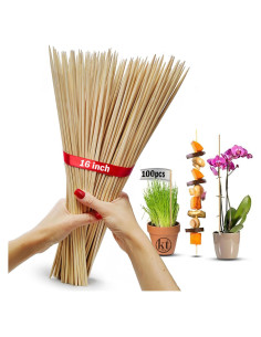 Paquete de 100 estacas de bambú 40.64 cm para plantas KT Deals