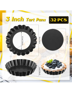 32 Moldes para Tartas Redondos Uiifan 3 Pulgadas Antiadherentes 2