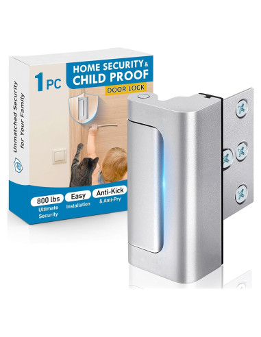 Cerradura de refuerzo de seguridad para puerta - Plata 3"