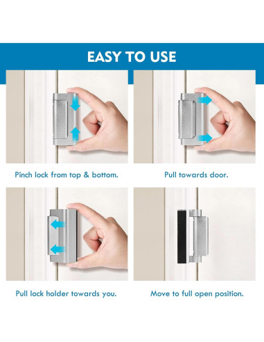 Cerradura de refuerzo de seguridad para puerta - Plata 3"
