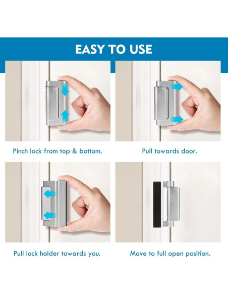 Cerradura de refuerzo de seguridad para puerta - Plata 3"