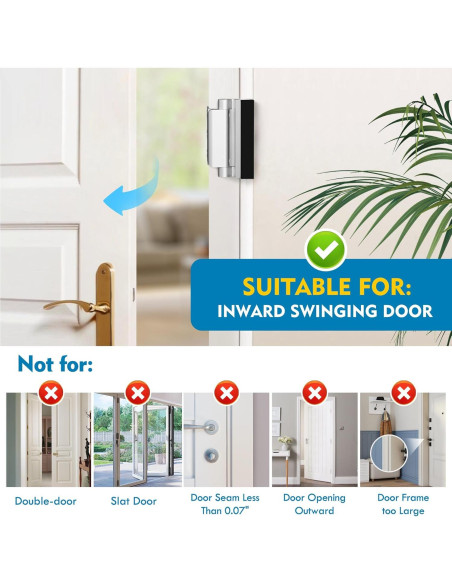 Cerradura de refuerzo de seguridad para puerta - Plata 3"