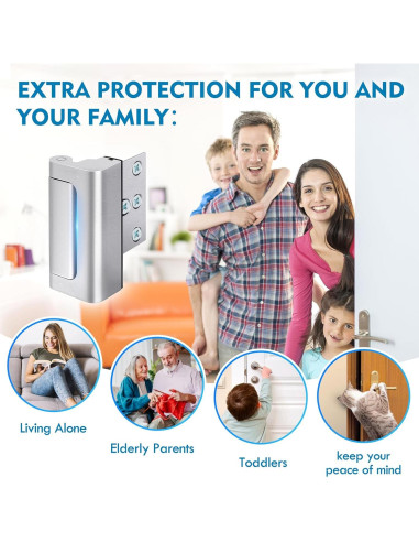 Cerradura de refuerzo de seguridad para puerta - Plata 3"