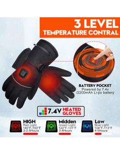 Guantes Calentados Eléctricos GEMSTONEGO 7.4V Impermeables 2