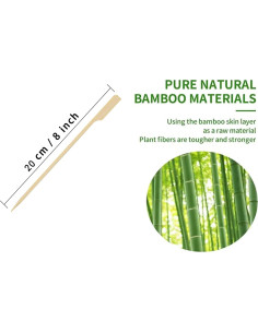 Brochetas de Bambú 20 cm PFIEIFPO 200 PCS para BBQ y Aperitivos 2