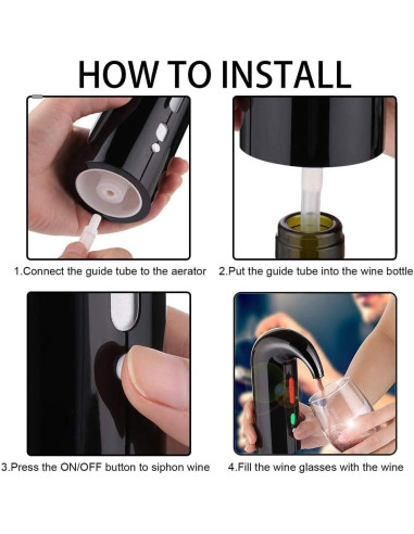 Aerador de Vino Eléctrico RICANK Negro - Oxidante Automático USB