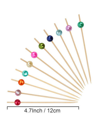 100 Palillos de Cóctel DecorWoo 11.9 cm Perlas de Color