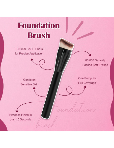 Brocha de Maquillaje JoMay Kabuki Negra para Líquidos y Polvos