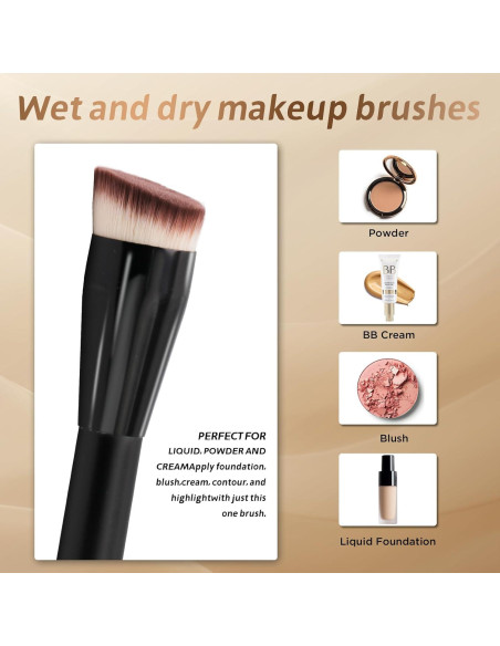 Brocha de Maquillaje JoMay Kabuki Negra para Líquidos y Polvos