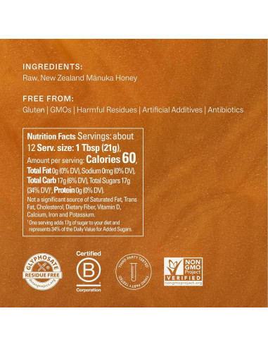 Miel Manuka Cruda Manukora MGO 600+ 250g - Apoyo Inmunológico