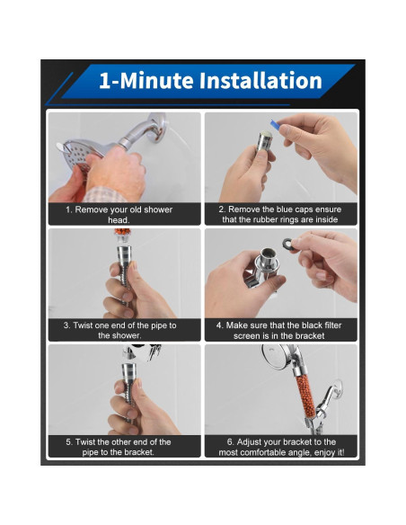 Cabezal de Ducha Filtrado Luxsego Alta Presión 3 Modos 150 cm