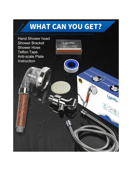 Cabezal de Ducha Filtrado Luxsego Alta Presión 3 Modos 150 cm