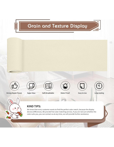 Cinta de Reparación de Cuero KING MOUNTAIN 10.16x160 cm Beige