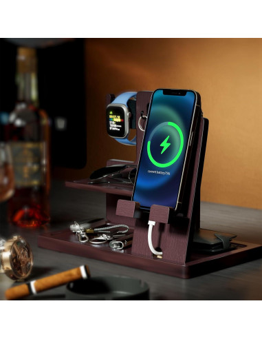 Estación de Carga ProCase de Madera Espresso con Grabado