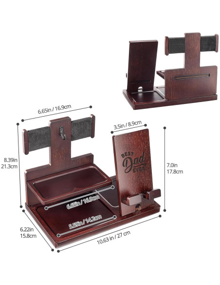 Estación de Carga ProCase de Madera Espresso con Grabado