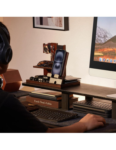 Estación de Carga ProCase de Madera Espresso con Grabado