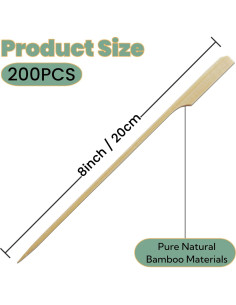 Pinchos de Bambú 20 cm 200 PCS XMZY para BBQ y Frutas 2