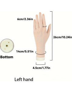 Mano de Práctica para Uñas Tcwuzick Izquierda Flexible 26.5cm 2