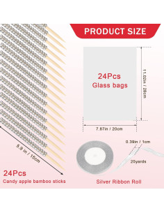 Kit de Palitos de Manzana de Caramelo Anglecai 24 Pcs 2