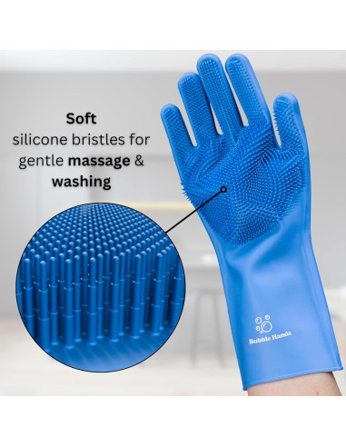 Guantes de Silicona para Lavar Perros Bubble Hands - Azul