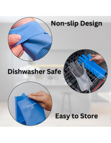 Guantes de Silicona para Lavar Perros Bubble Hands - Azul