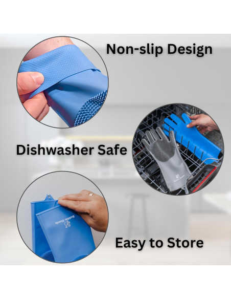 Guantes de Silicona para Lavar Perros Bubble Hands - Azul