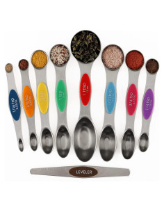 Juego de Cucharas Medidoras Magnéticas Forkmannie 9 Piezas Acero Inoxidable