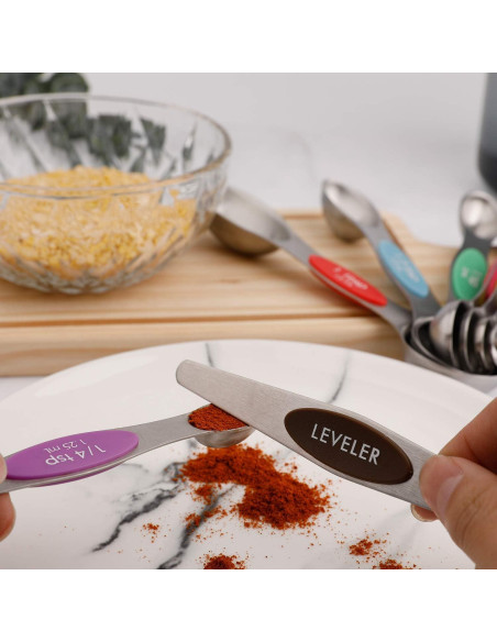 Juego de Cucharas Medidoras Magnéticas Forkmannie 9 Piezas Acero Inoxidable