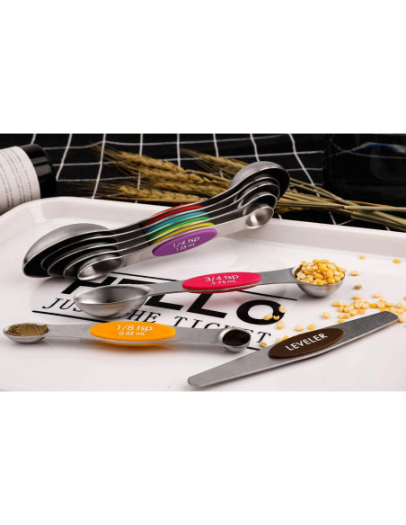 Juego de Cucharas Medidoras Magnéticas Forkmannie 9 Piezas Acero Inoxidable