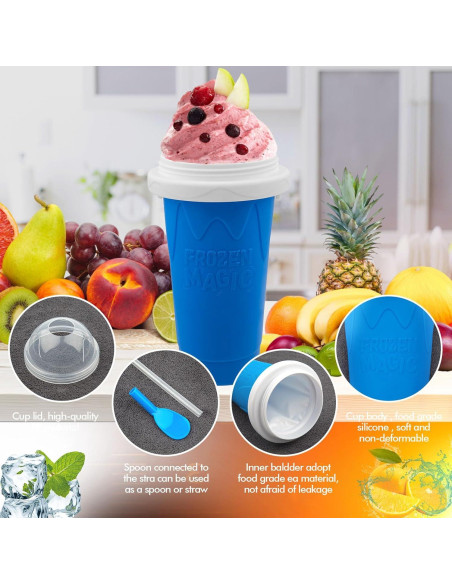 Taza Mágica Slushie Honbuty 350ml Azul Silicona