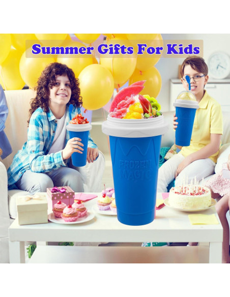 Taza Mágica Slushie Honbuty 350ml Azul Silicona