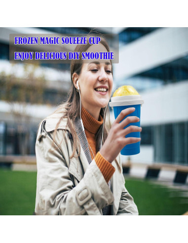 Taza Mágica Slushie Honbuty 350ml Azul Silicona