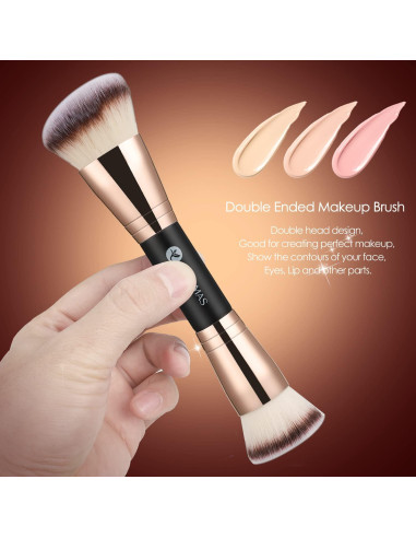 Brocha de Maquillaje KINGMAS Doble Cara Kabuki 180mm