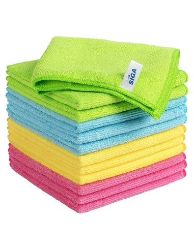 Paño de Microfibra MR.SIGA, Paquete de 12, 32x32 cm